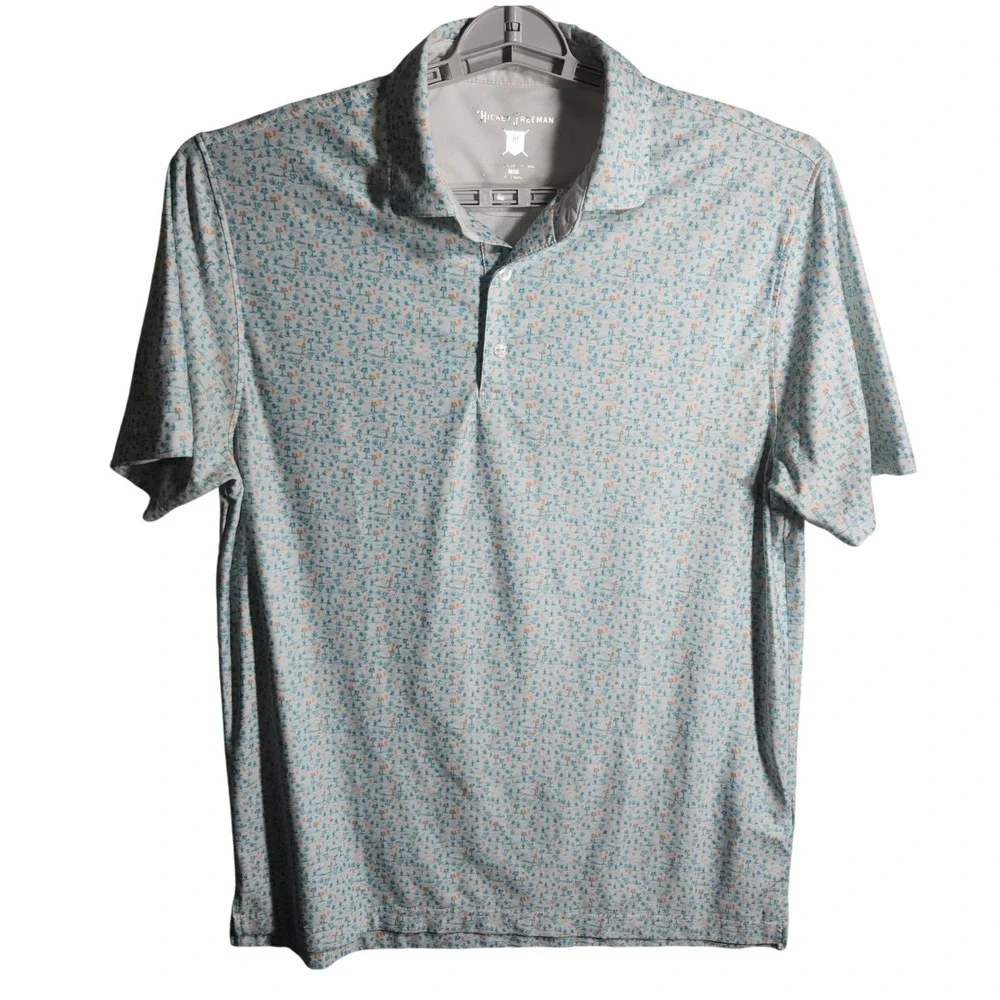 Hickey Freeman Mens Polo Shirt M/M Desert Cactus Print Short‎ Sleeve Golf